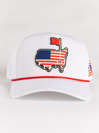White USA Flag Roped Hat
