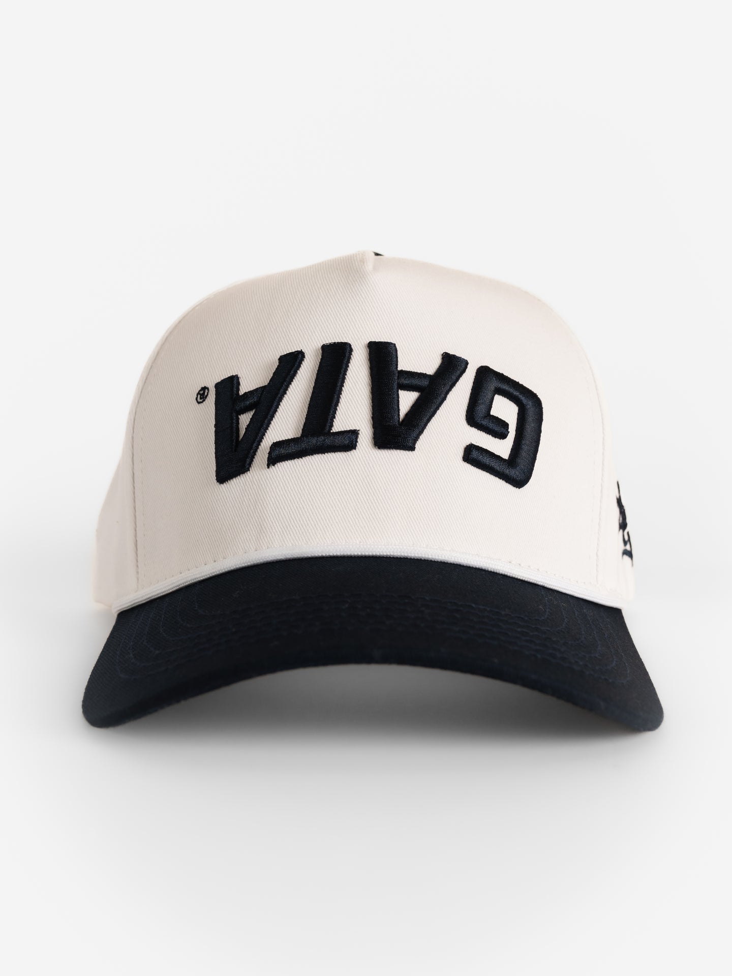 Georgia Southern Unisex | "Upside Down GATA" White Canvas Navy Bill Hat