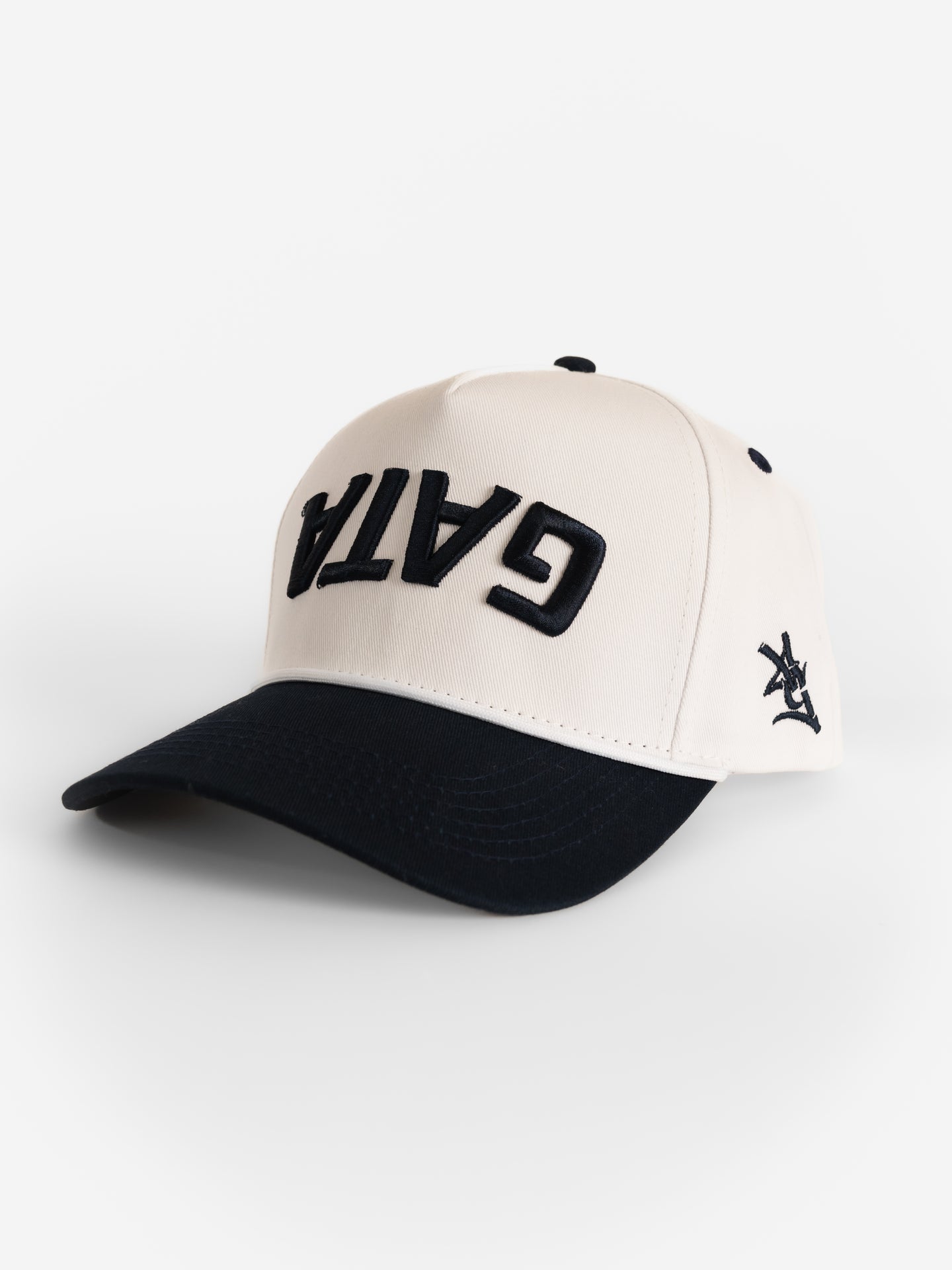 Georgia Southern Unisex | "Upside Down GATA" White Canvas Navy Bill Hat
