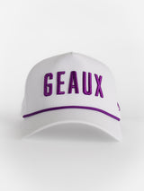 LSU Tigers Unisex | "GEAUX" Roped Moisture Wicking White Hat