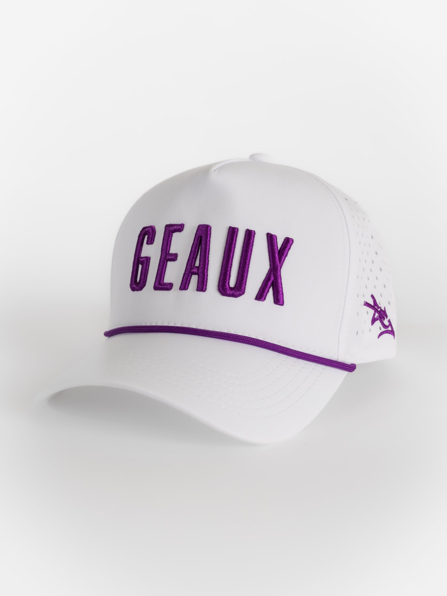 LSU Tigers Unisex | "GEAUX" Roped Moisture Wicking White Hat