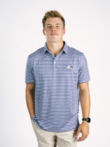 Georgia Southern men's striped polo shirt by Arena Graffiti featuring a classic collar and eagle logo design.