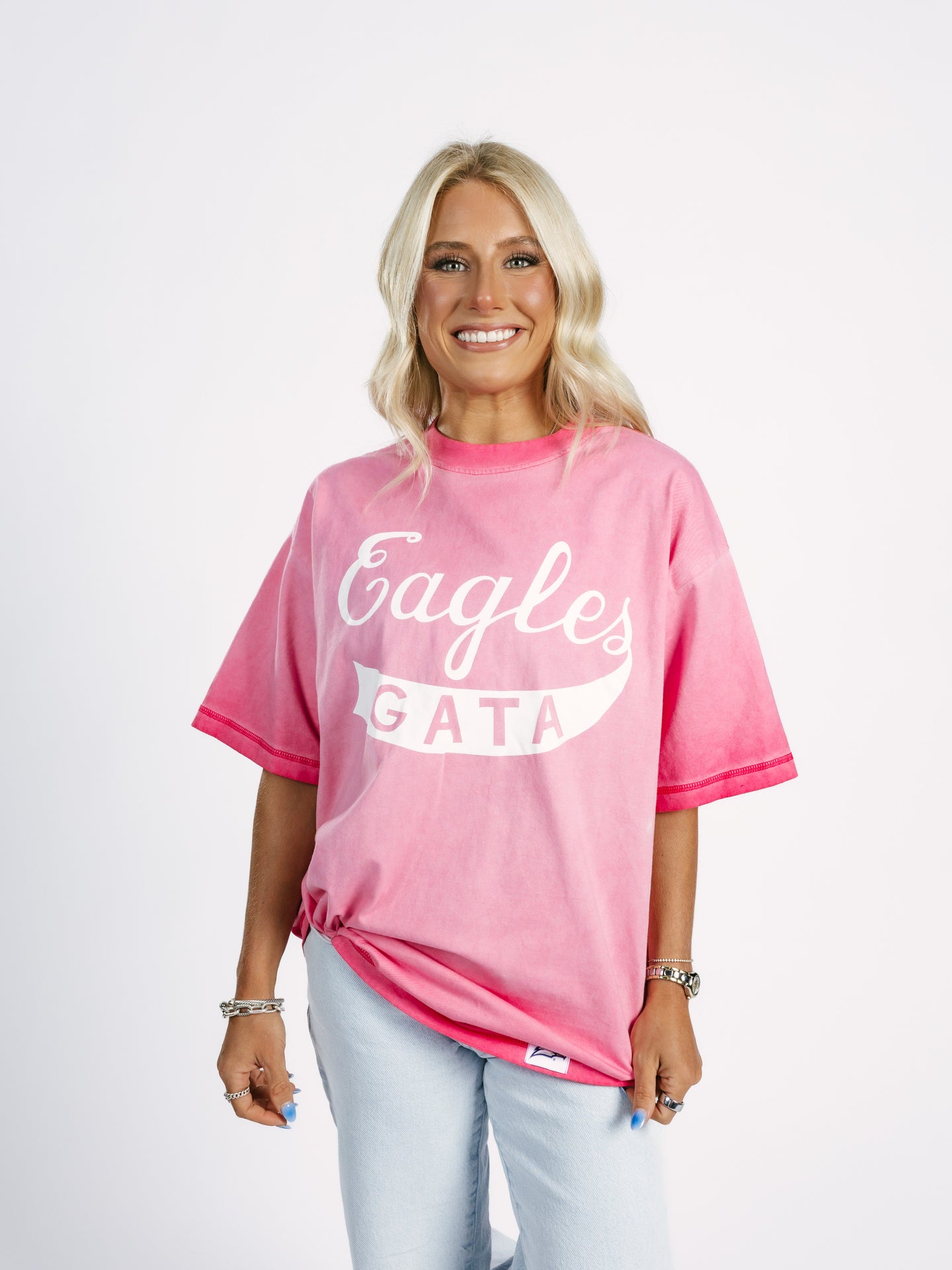 Georgia Southern Women's | "Eagles GATA" Pink Acid Wash Tee