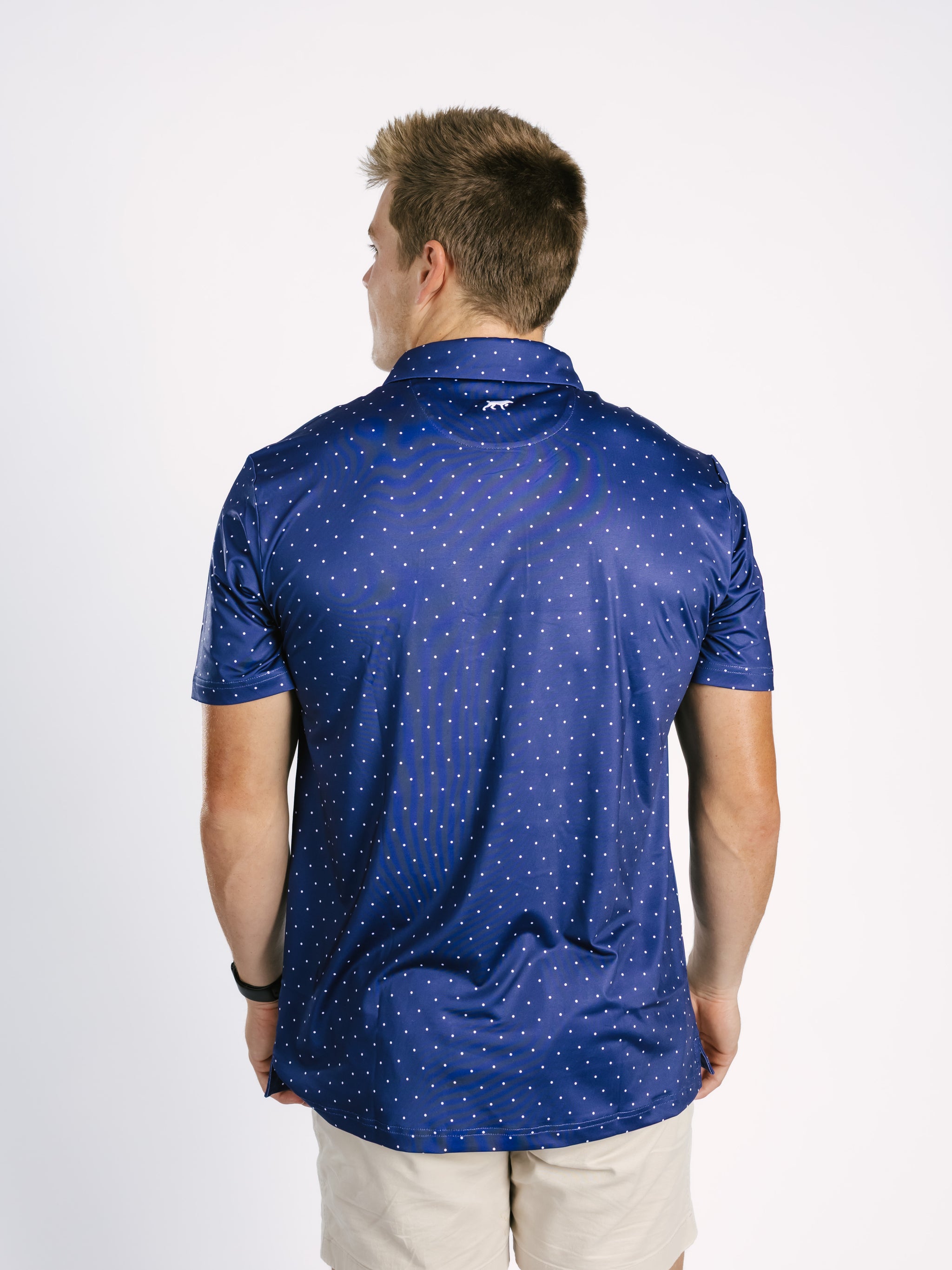 Georgia Southern men's Dotted Strutter polo shirt by Arena Graffiti, featuring a dotted pattern and athletic fit.