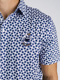Georgia Southern men's checkered Strutter polo shirt by Arena Graffiti, featuring a classic checkered pattern and comfortable fit.
