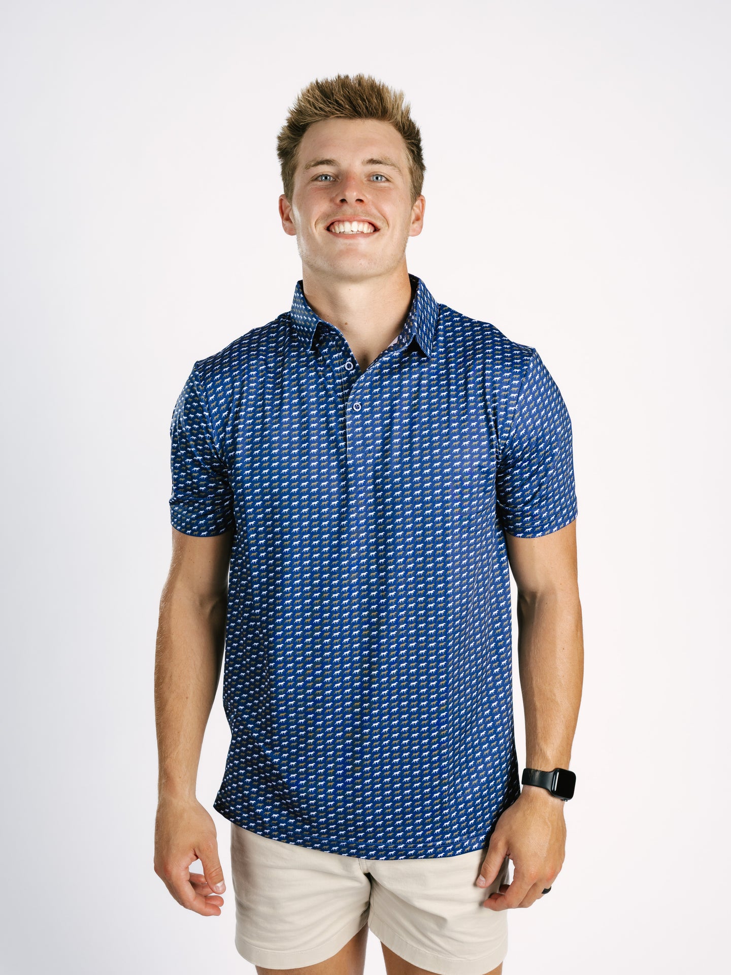 Georgia Southern men's sublimated GSP polo shirt by Arena Graffiti, featuring team logo and vibrant sportswear design.