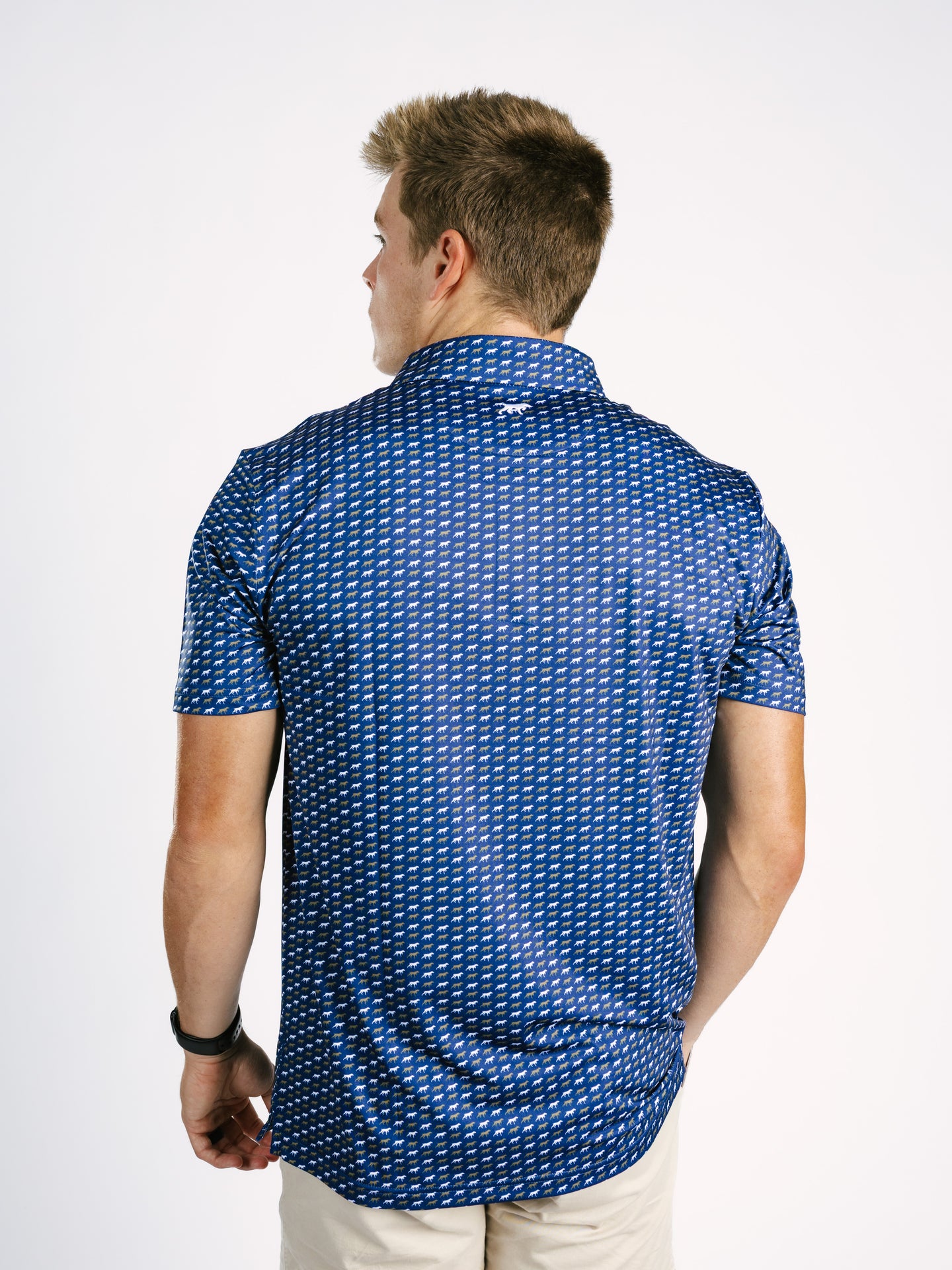 Georgia Southern men's sublimated GSP polo by Arena Graffiti, featuring the team logo and vibrant sportswear design.