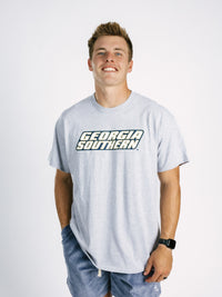 Georgia Southern men's grey T-shirt by Arena Graffiti featuring the Georgia Southern logo and team name on the front.
