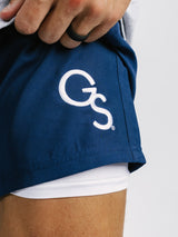 Georgia Southern men's "GS" lined shorts by Arena Graffiti, featuring team logo and comfortable athletic design.