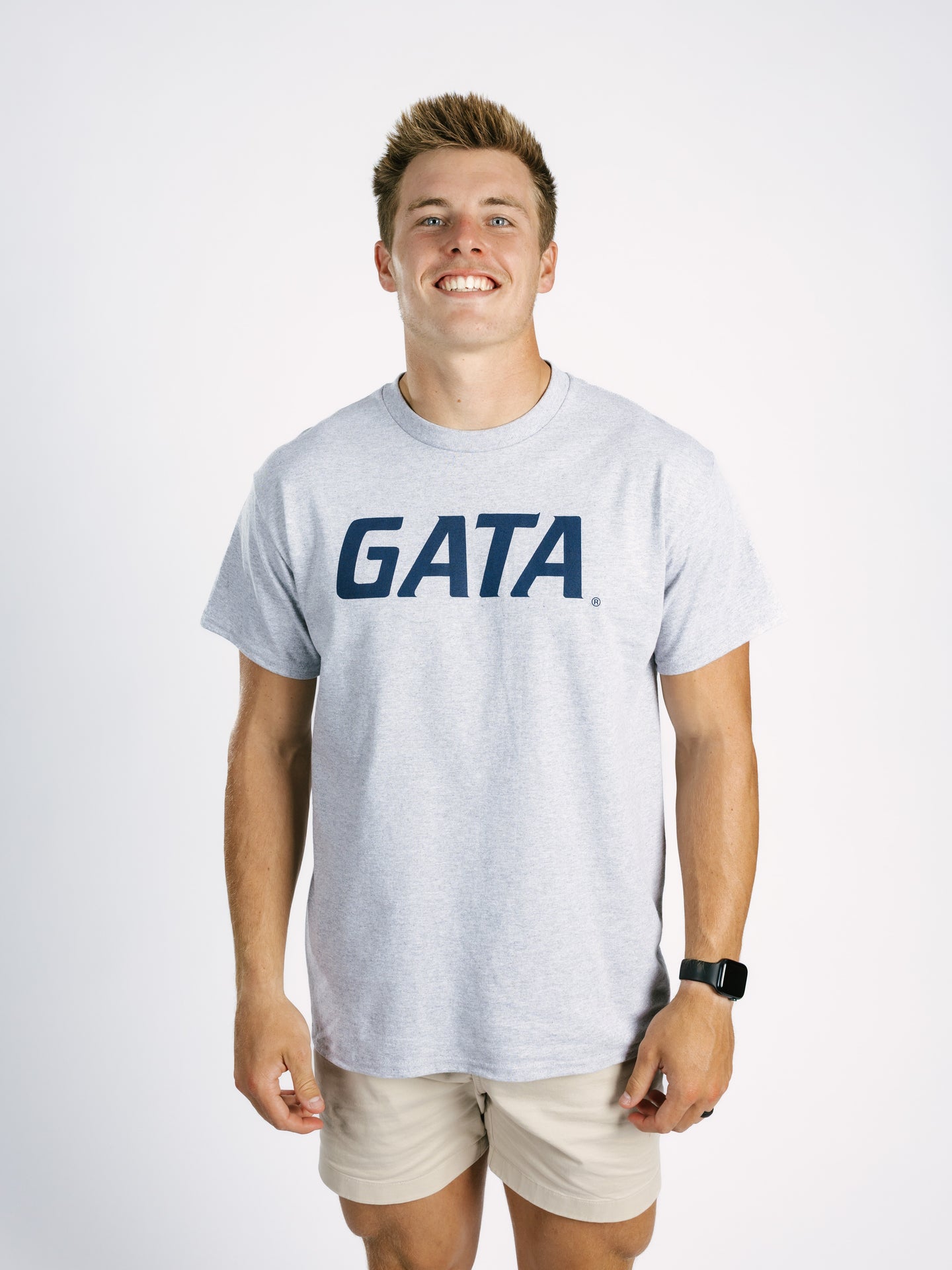 Georgia Southern men's grey "GATA" T-shirt by Arena Graffiti, featuring team logo and casual fit, front view.