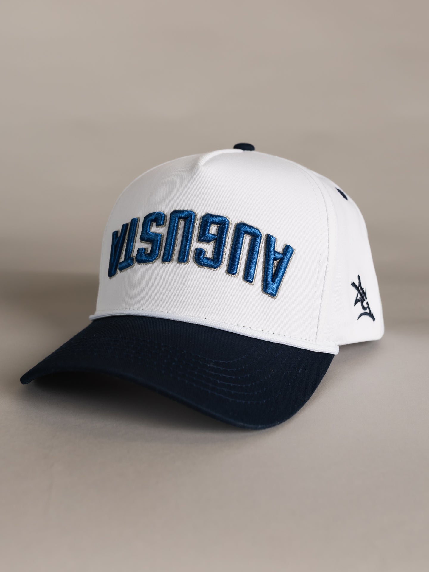 Augusta University Unisex | "Upside Down Augusta" White w/ Navy Bill Hat