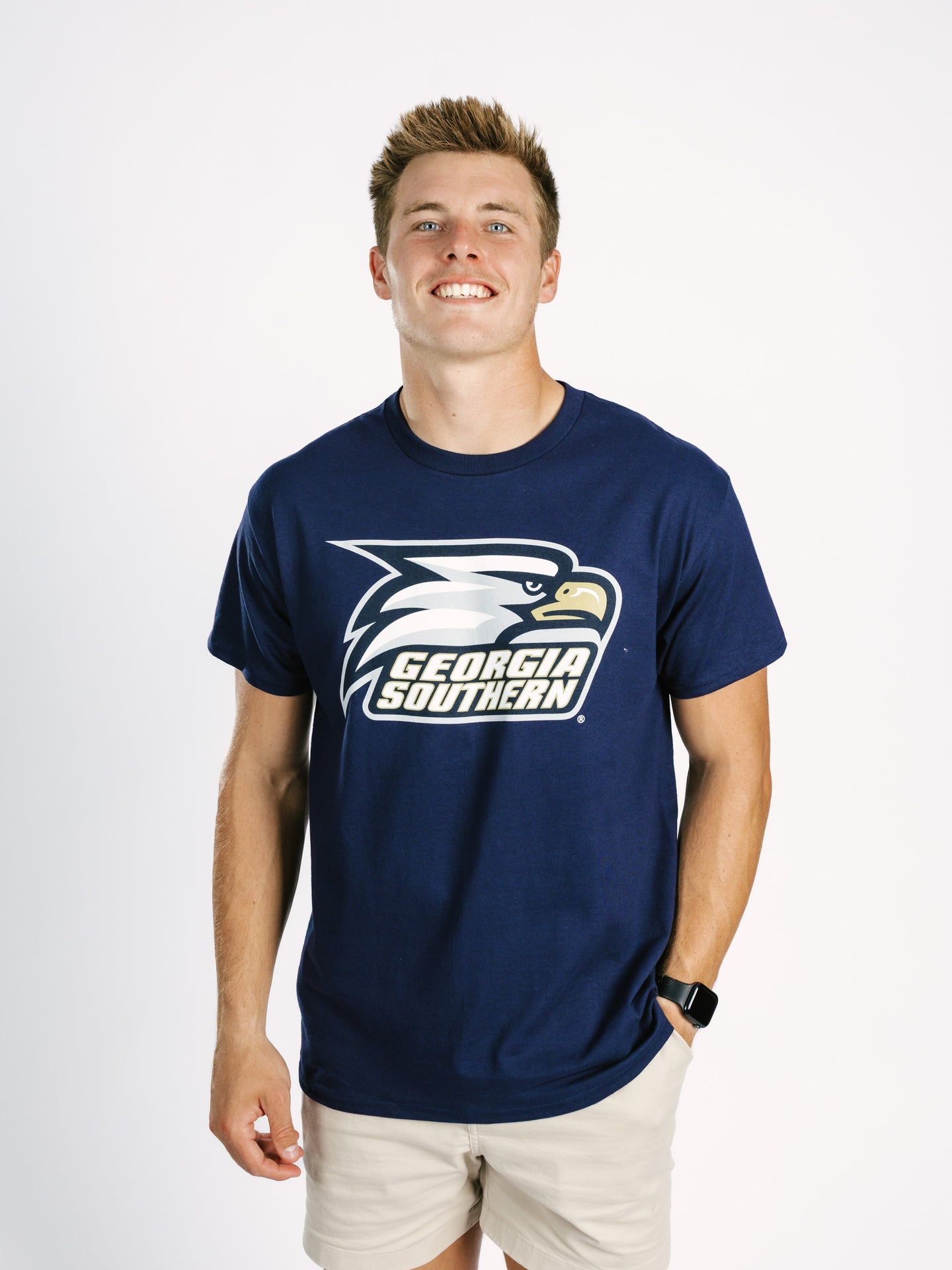 Georgia Southern men's navy T-shirt featuring an eagle head graphic by Arena Graffiti, casual and sports fan apparel.