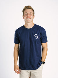 Georgia Southern men's Stadium Flyover T-shirt by Arena Graffiti featuring team logo and athletic fit, front view.