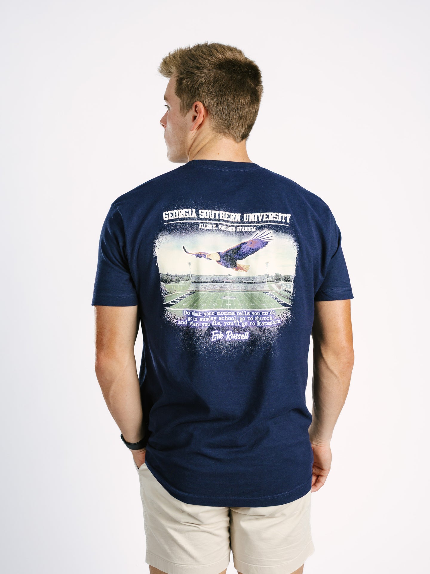 Georgia Southern Men's Stadium Flyover T-Shirt by Arena Graffiti, featuring the team logo and design on a comfortable cotton shirt.