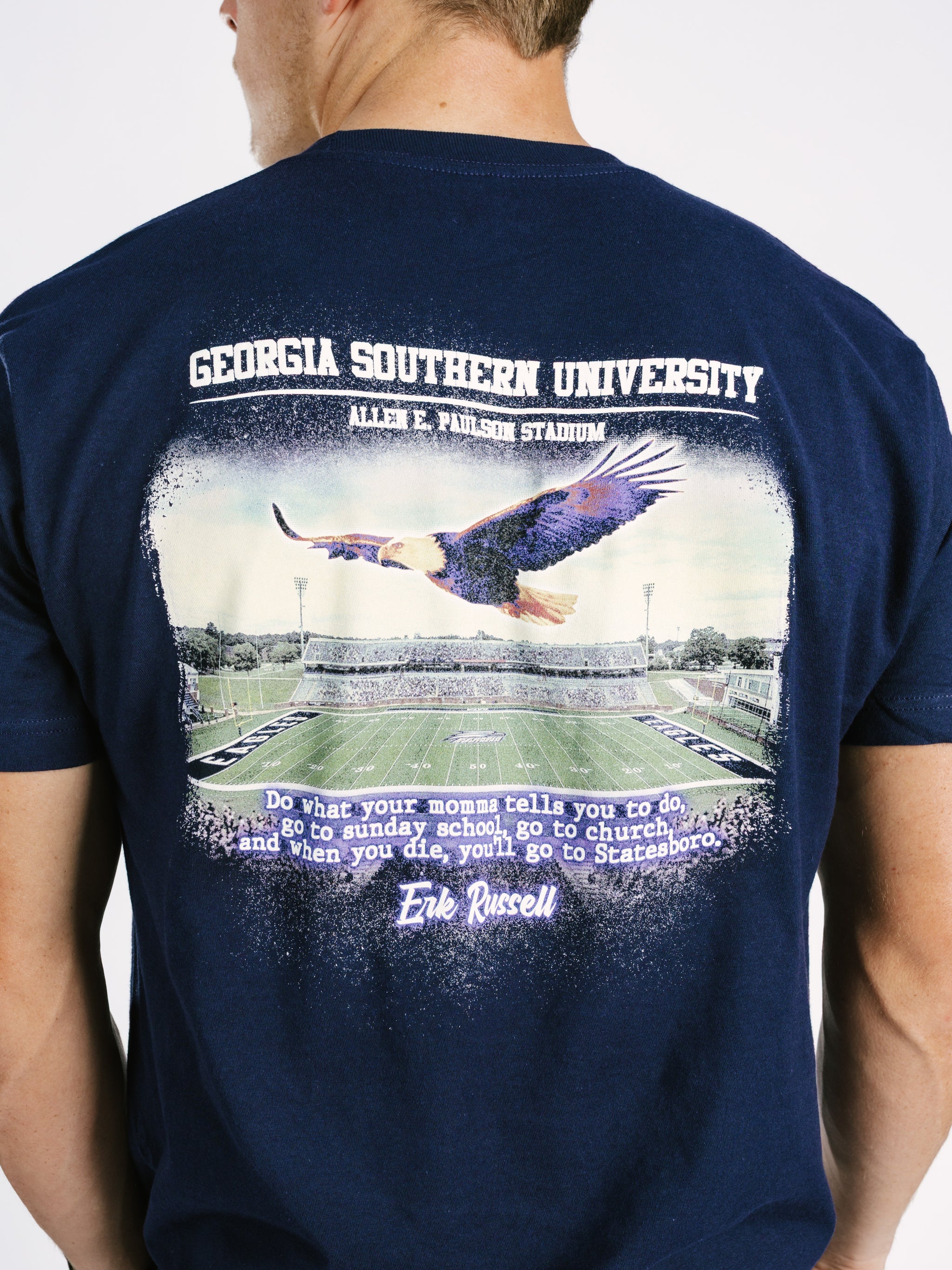 Georgia Southern Men's Stadium Flyover T-Shirt by Arena Graffiti, featuring a comfortable fit and team logo design.