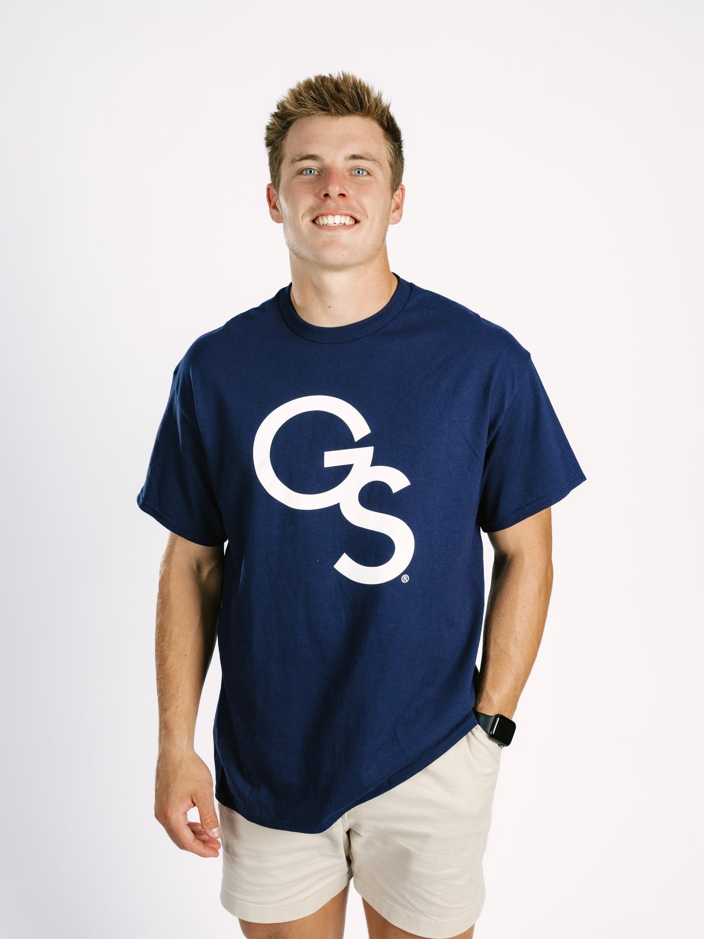 Georgia Southern Men's "GS" T-Shirt by Arena Graffiti, navy color, front view showing team logo and casual fit.