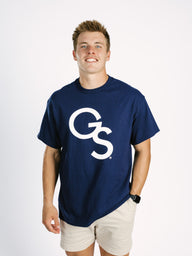 Georgia Southern Men's "GS" T-Shirt by Arena Graffiti, navy color, front view showing team logo and casual fit.