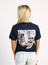 Georgia Southern Men's Tradition T-Shirt by Arena Graffiti, featuring team logo and classic design, displayed on a plain background.