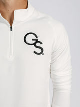 Georgia Southern men's white 1/4 zip sweatshirt by Arena Graffiti, featuring the "GS" logo on the front.