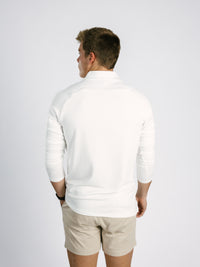 Georgia Southern men's white 1/4 zip sweatshirt by Arena Graffiti, featuring the "GS" logo on the front.