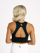 Georgia Southern women's "Eagle" high neck active top by Arena Graffiti, shown in a close-up of the athletic fit and high neckline.