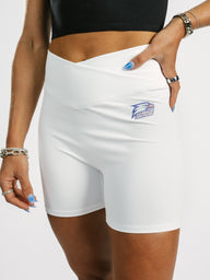 Georgia Southern women's "Eagle" biker shorts by Arena Graffiti, black stretchy athletic shorts with Eagle logo detail.