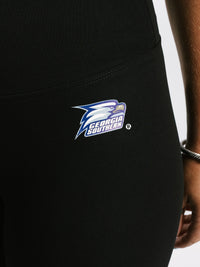 Georgia Southern Women's "Eagle" leggings by Arena Graffiti featuring the team logo and athletic fit on a black fabric background.