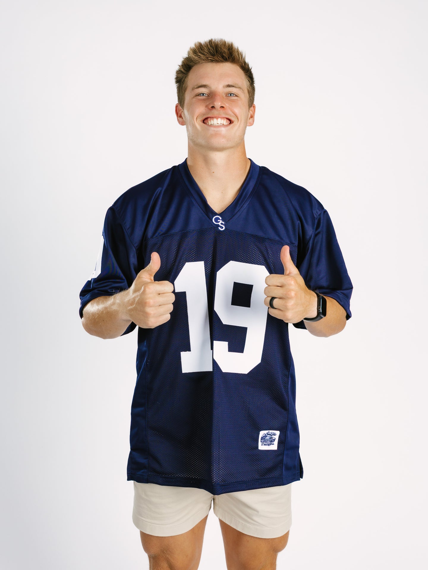 Georgia Southern Men's navy jersey by Arena Graffiti featuring "JD" lettering and team branding on the front.
