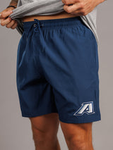 Arena Graffiti Augusta University men's navy lined shorts with an "A" logo, featuring a comfortable fit and athletic design.