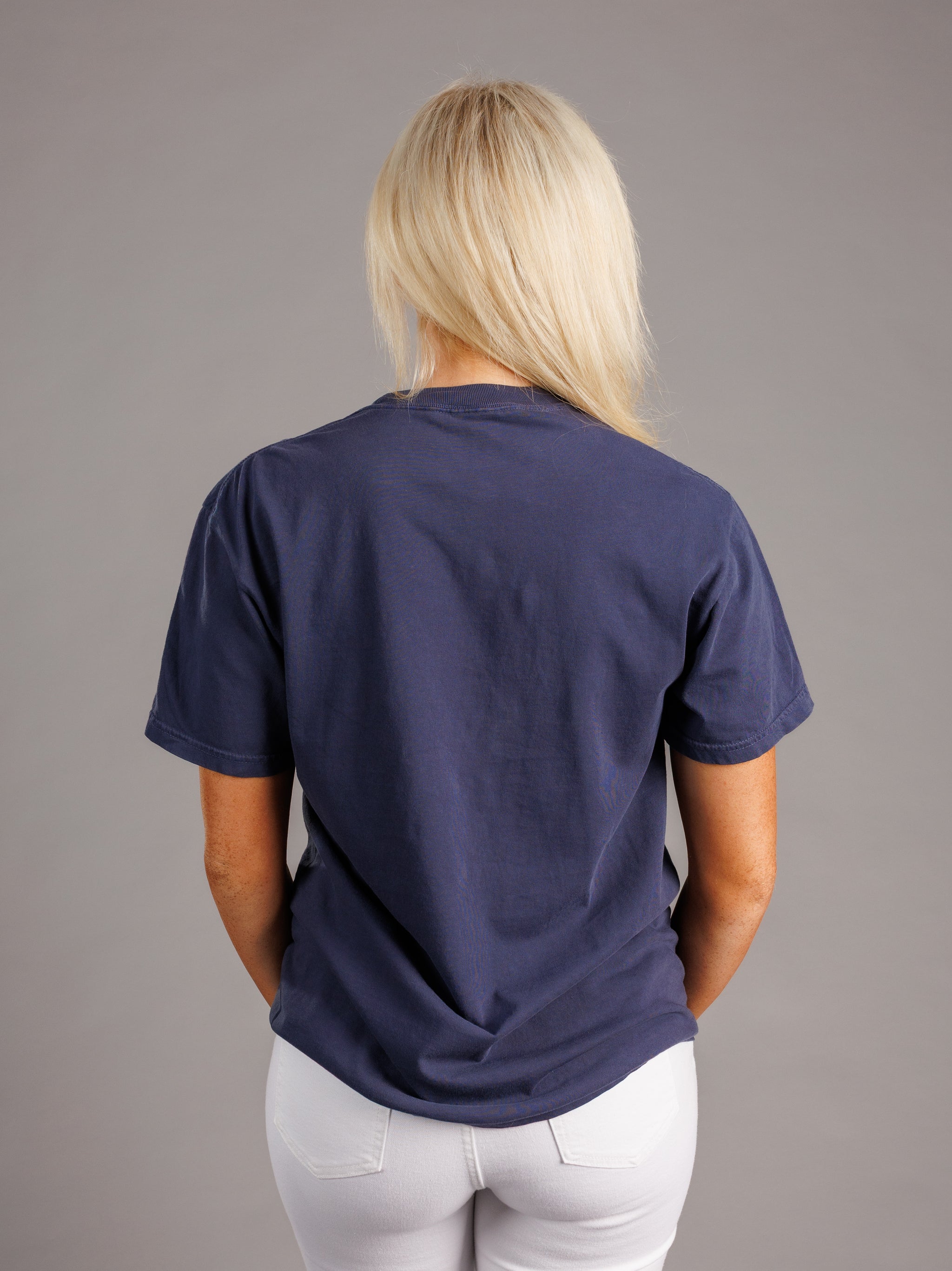 Navy Augusta University men's "Augusta Walking Jag" T-shirt by Arena Graffiti, featuring university logo and graphic design on front