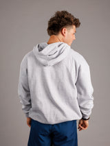 Arena Graffiti Augusta University Men's "Walking Jag" grey hoodie featuring university logo and comfortable fit on a model.