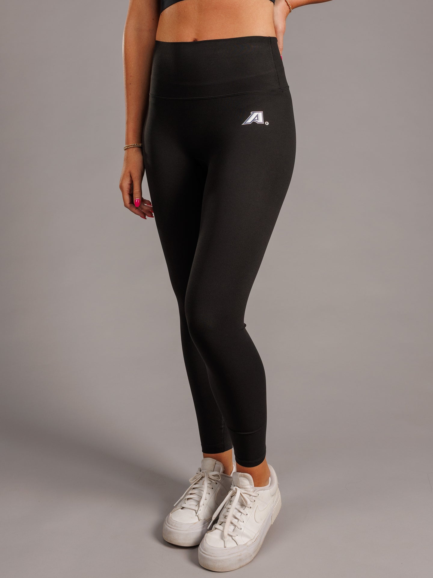 Augusta University women's "A" leggings by Arena Graffiti featuring the university logo and stylish athletic design.