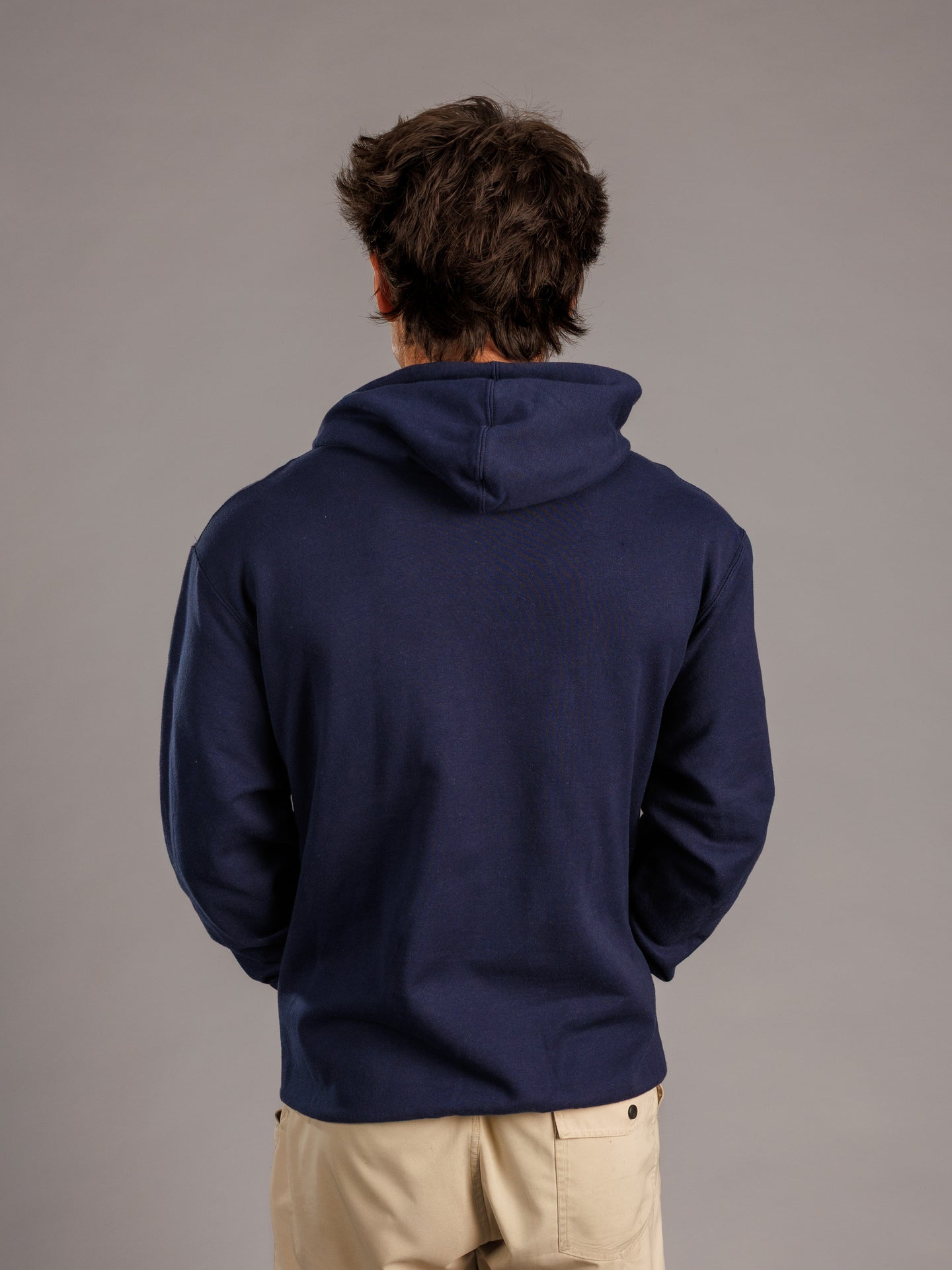 Navy hoodie for men featuring Augusta University "Walking Jag" logo, by Arena Graffiti, casual sportswear for students and fans.