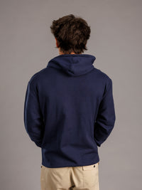 Navy hoodie for men featuring Augusta University "Walking Jag" logo, by Arena Graffiti, casual sportswear for students and fans.