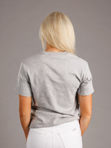Grey men's T-shirt featuring Augusta University "Jag Face" logo by Arena Graffiti, casual fit with team spirit design.