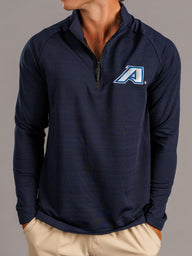 Men's navy quarter zip sweatshirt by Arena Graffiti with Augusta University "A" logo on the chest.