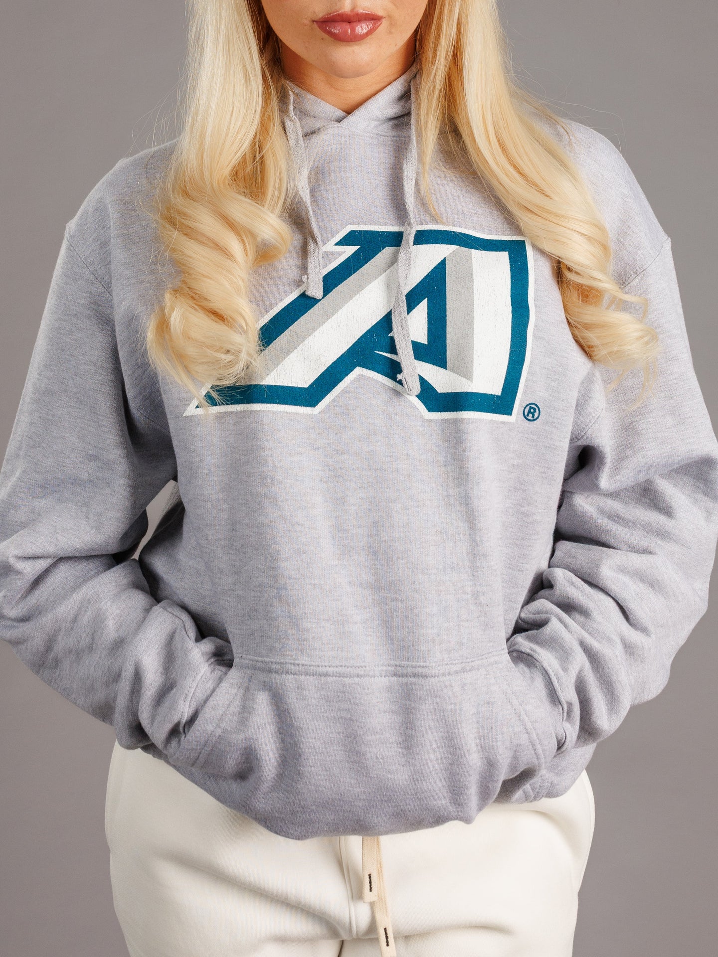 Arena Graffiti Augusta University men's grey hoodie with large "A" logo on front, made from soft fabric for comfortable wear.