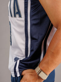 Augusta University men's 28-inch basketball jersey by Arena Graffiti, featuring team colors and sports lettering.