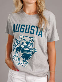 Grey Augusta University men's "Augusta Walking Jag" T-shirt by Arena Graffiti, featuring university logo and casual fit.