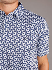 Men's checkered polo shirt by Arena Graffiti featuring Augusta University "A" logo in red and black, casual sportswear style.