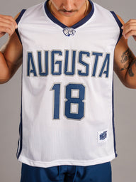 Augusta University men's 18-inch basketball jersey by Arena Graffiti, featuring team colors and athletic design.