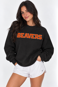 Oregon State Unisex Crewneck |"Beavers Block" Black Crewneck