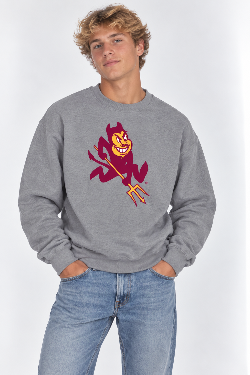 Arizona State Unisex Crewneck |"Sparky" Grey Crewneck