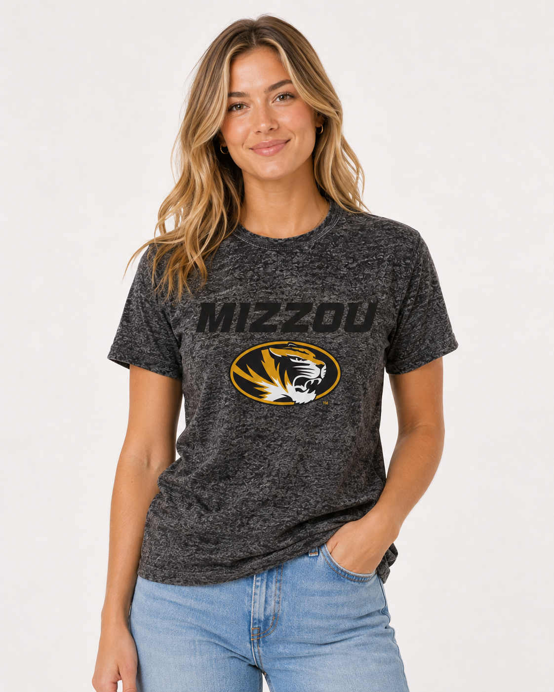 Missouri Unisex Tee | "Mizzou w/ Tiger Head" Acid Wash Tee