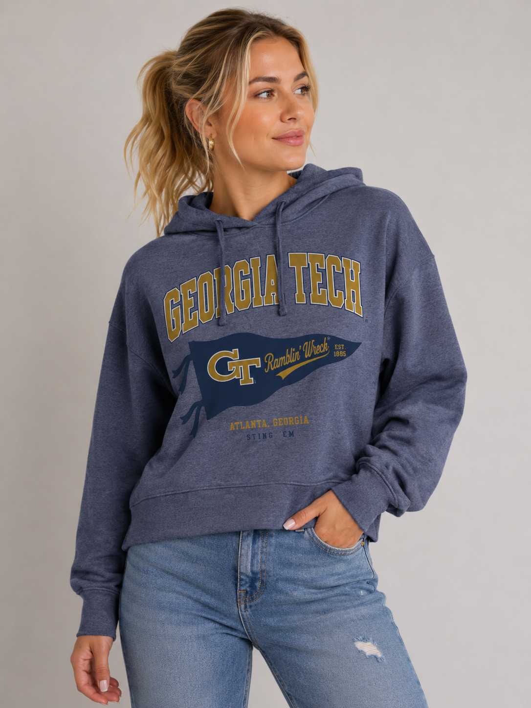 Georgia Tech Womens Hoodie | "Pennant" Hoodie