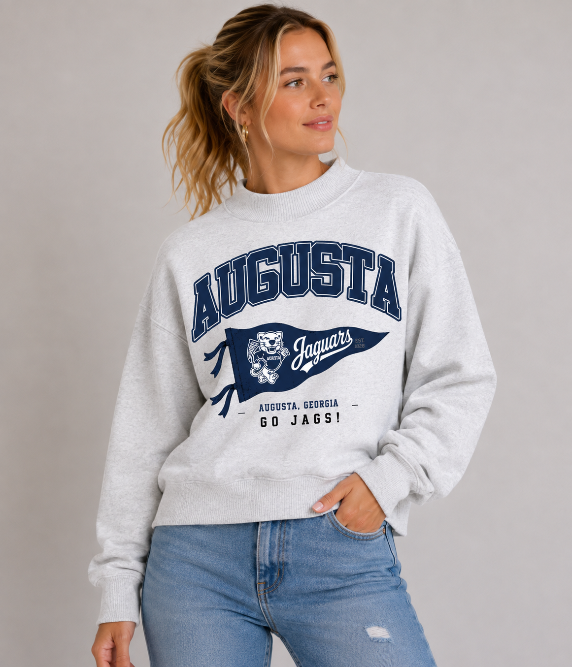 Augusta Womens Mock Neck Crew Neck | "Pennant" Mock Crew Neck