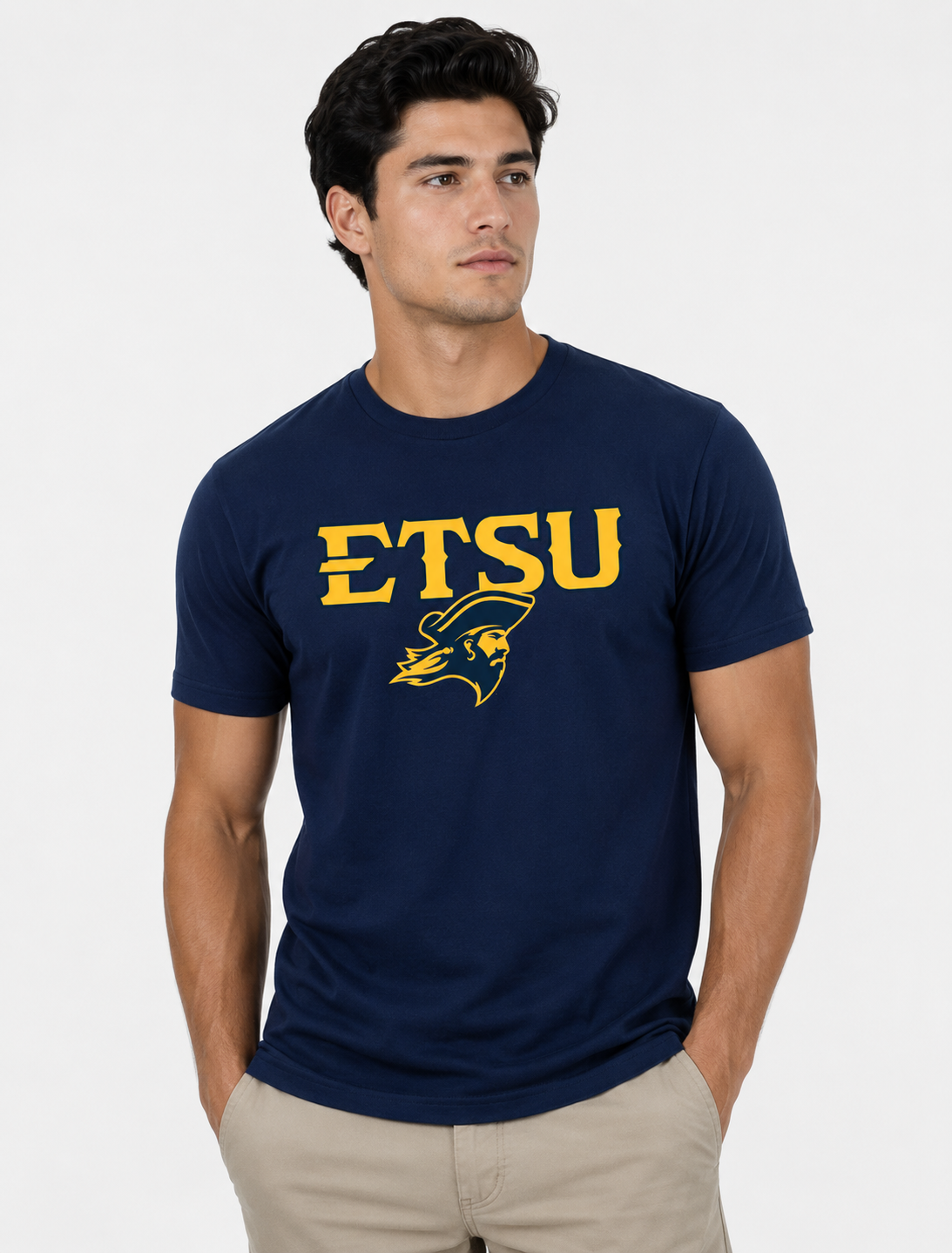 ETSU Unisex | "ETSU w/ Pirate Head" Navy Cotton Tee