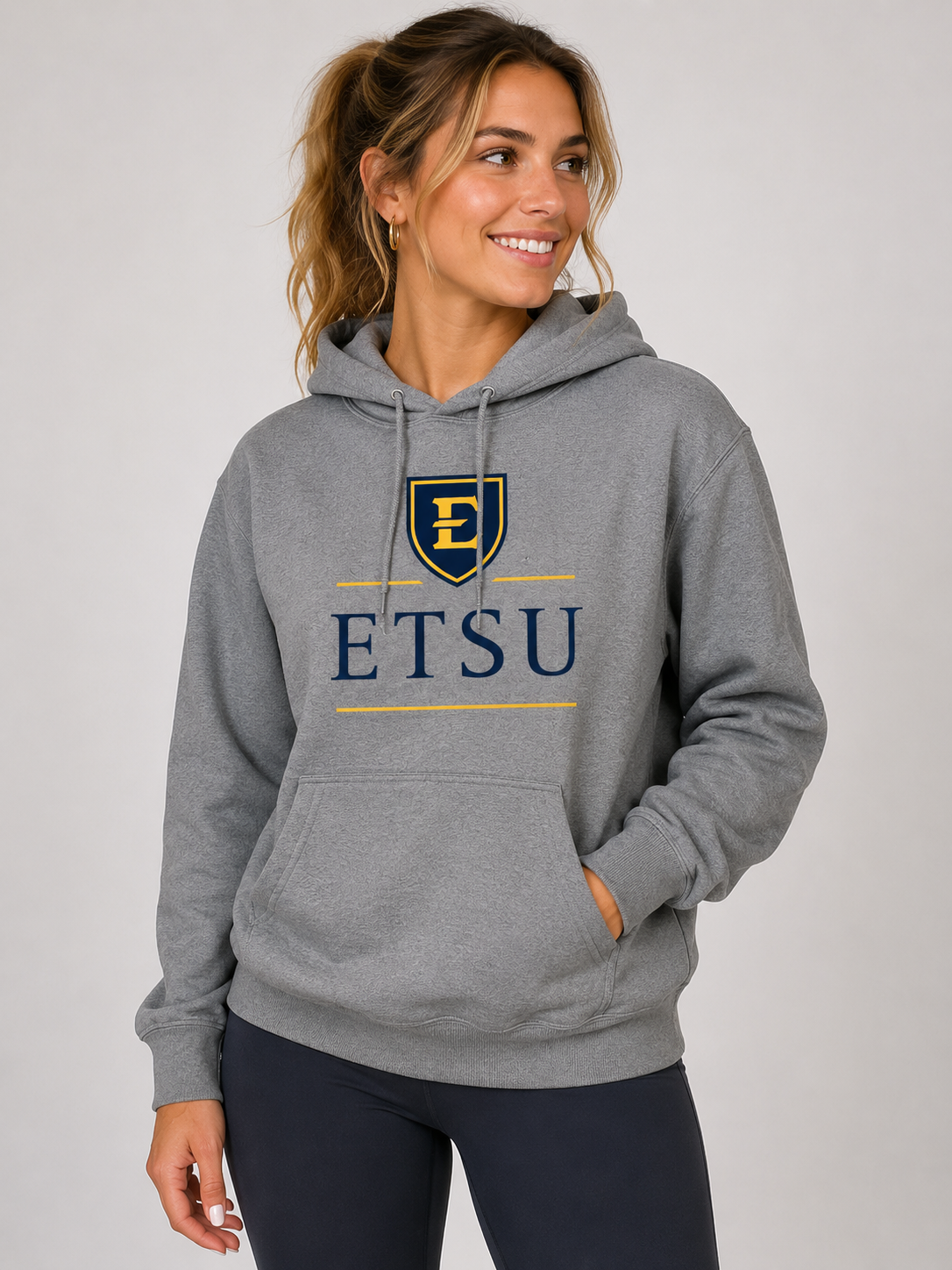 ETSU Unisex | "E Shield ETSU" Grey Hoodie