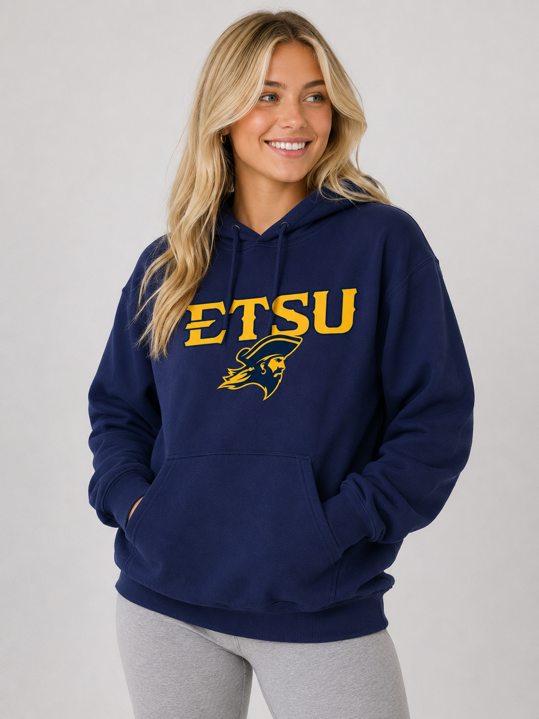 ETSU Unisex | "ETSU w/ Pirate Head" Navy Hoodie