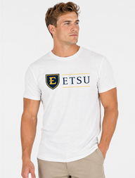 ETSU Unisex | "ETSU w/ E Shield Horizontal" White Cotton Tee